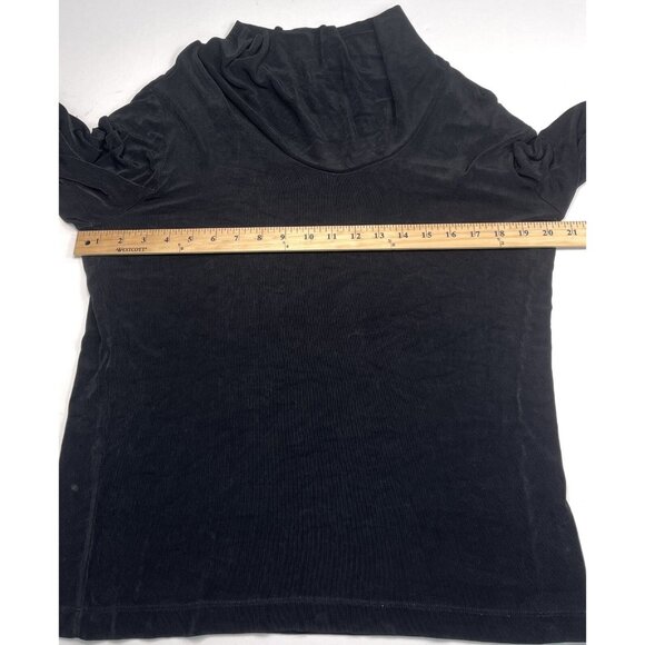 CHICO'S Travelers Womens SIZE 2 LARGE Black Cowl Neck L/S Knit SHIRT Top EUC - Picture 3 of 7